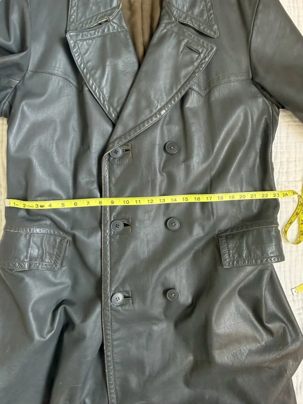 Rare German Leather Convertible Motorcycle Trench Coat WWII Era? Astor Hardware